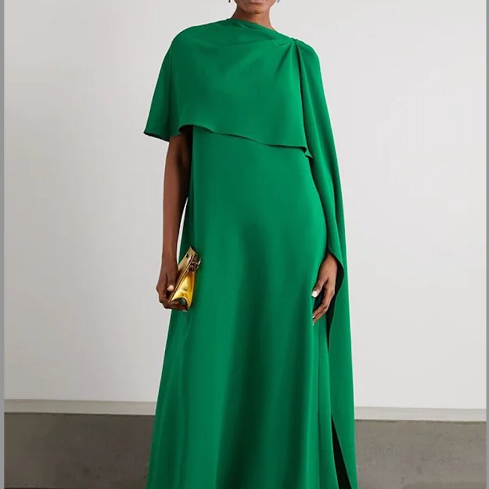 Elegant Green Cape Dress